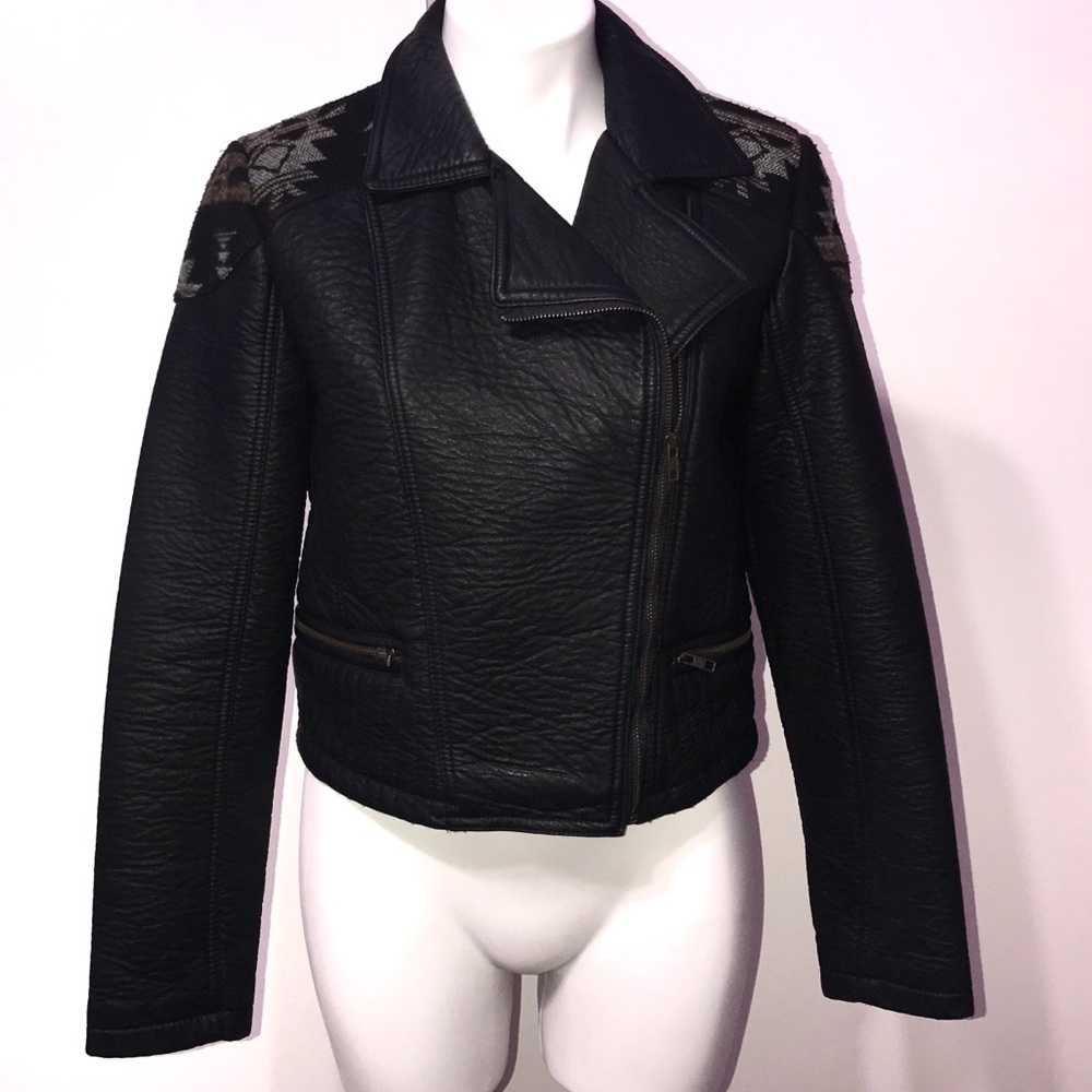 Southwestern  Faux Leather Moto Jacket